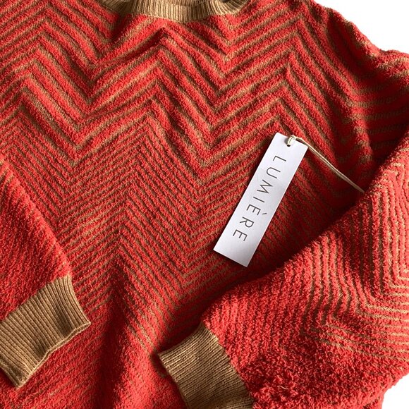 Lumier Long Sleeve Zig Zag Boatneck Sweater Sz‎ M NWT Colorful Soft Artsy - Picture 6 of 11